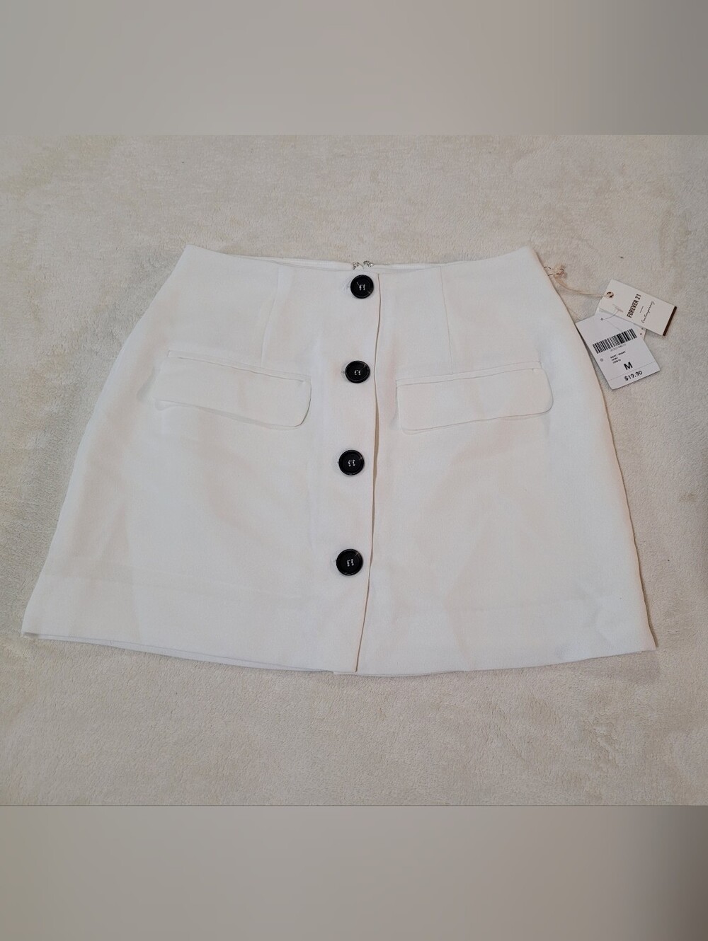 NWT Forever 21 Ivory Button Mini Skirt Size M